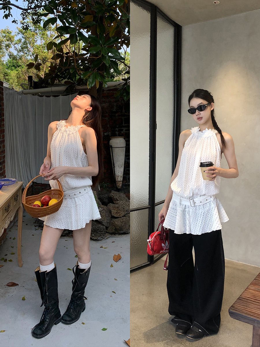 Jia Floral Pattern Belt Dress