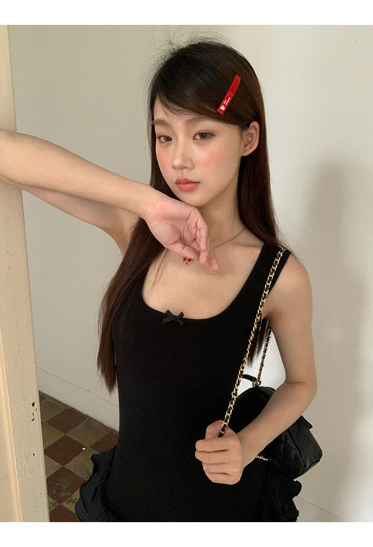 Black Ruffle Skirt Dress