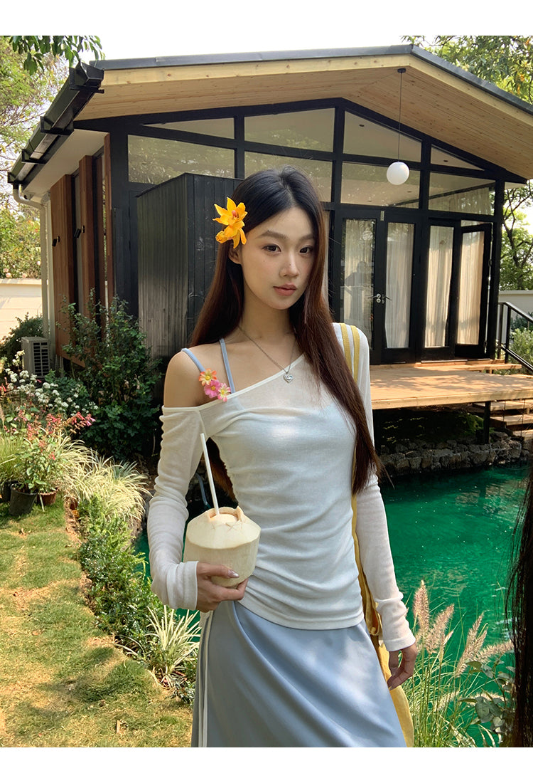 Yellow Flower Accent Blue Dress