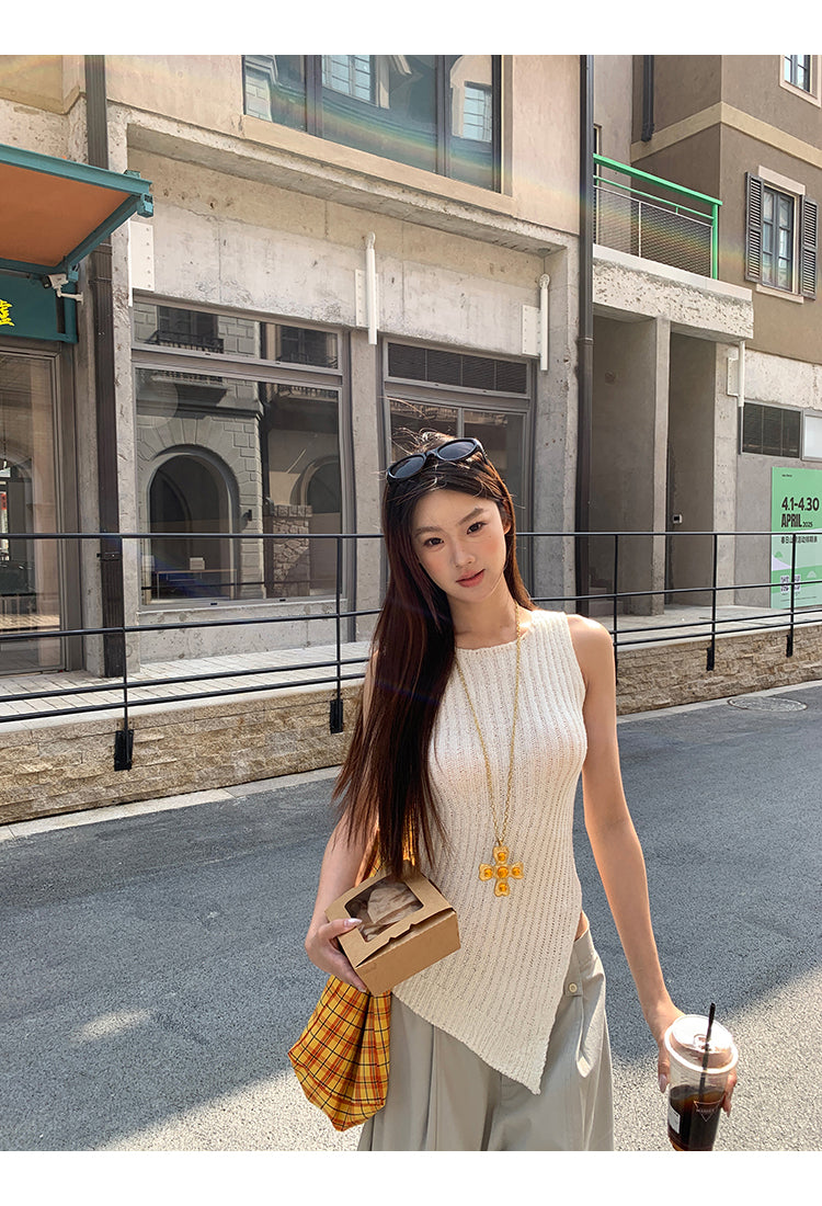 Wool Asymmetrical Cut Top