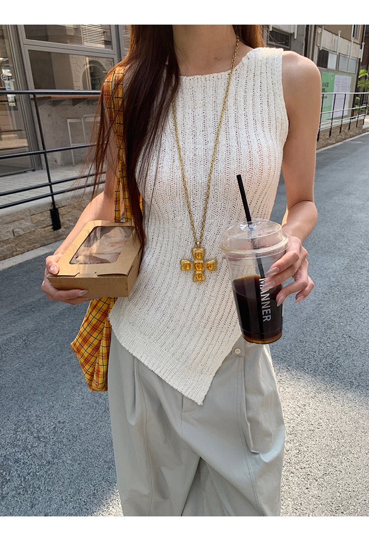 Wool Asymmetrical Cut Top