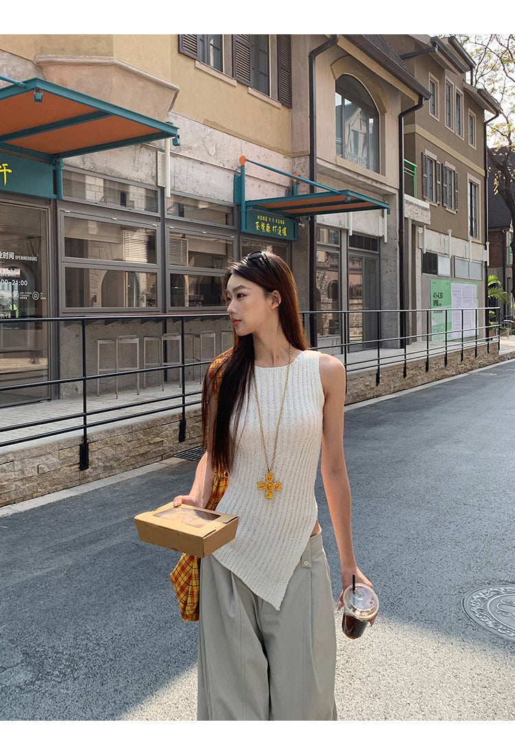 Wool Asymmetrical Cut Top