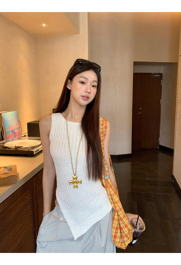 Wool Asymmetrical Cut Top