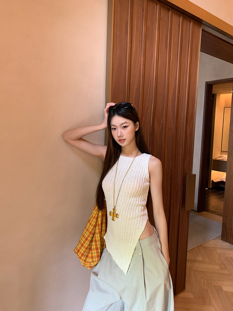 Wool Asymmetrical Cut Top