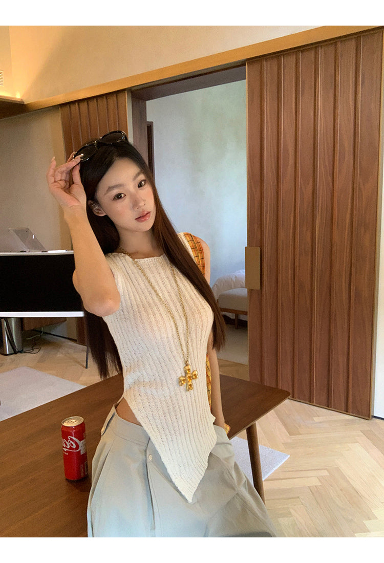 Wool Asymmetrical Cut Top