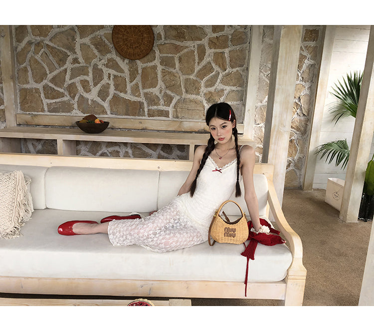 White Red Bow Dress
