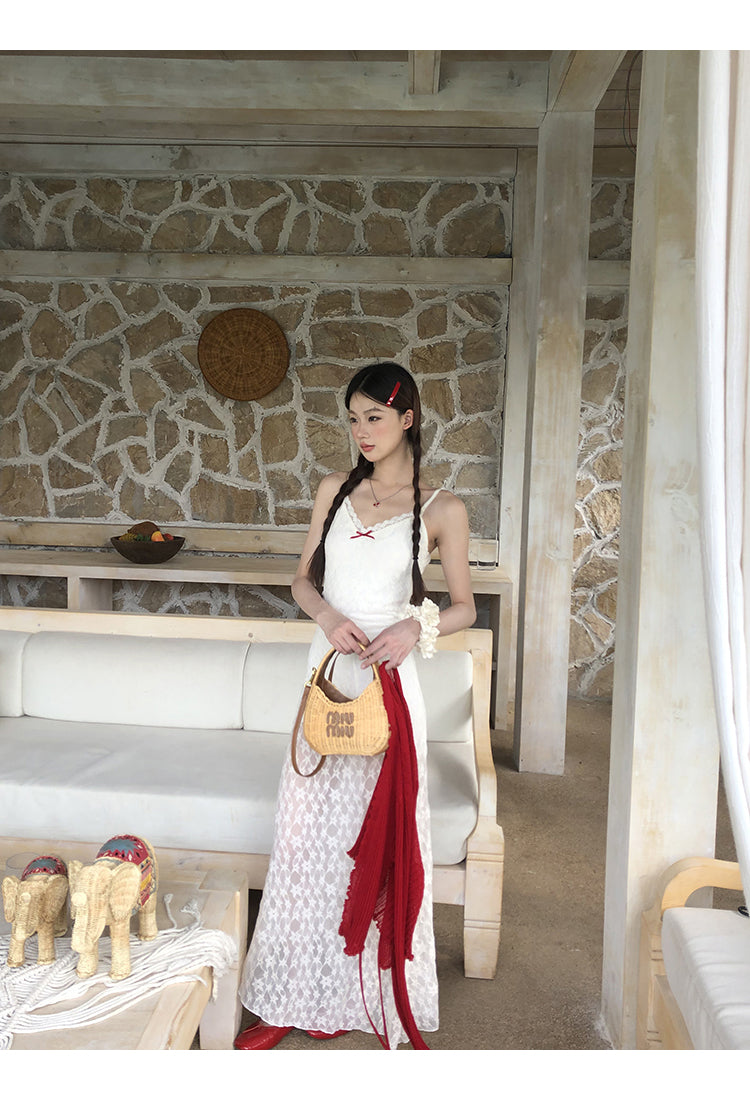 White Red Bow Dress