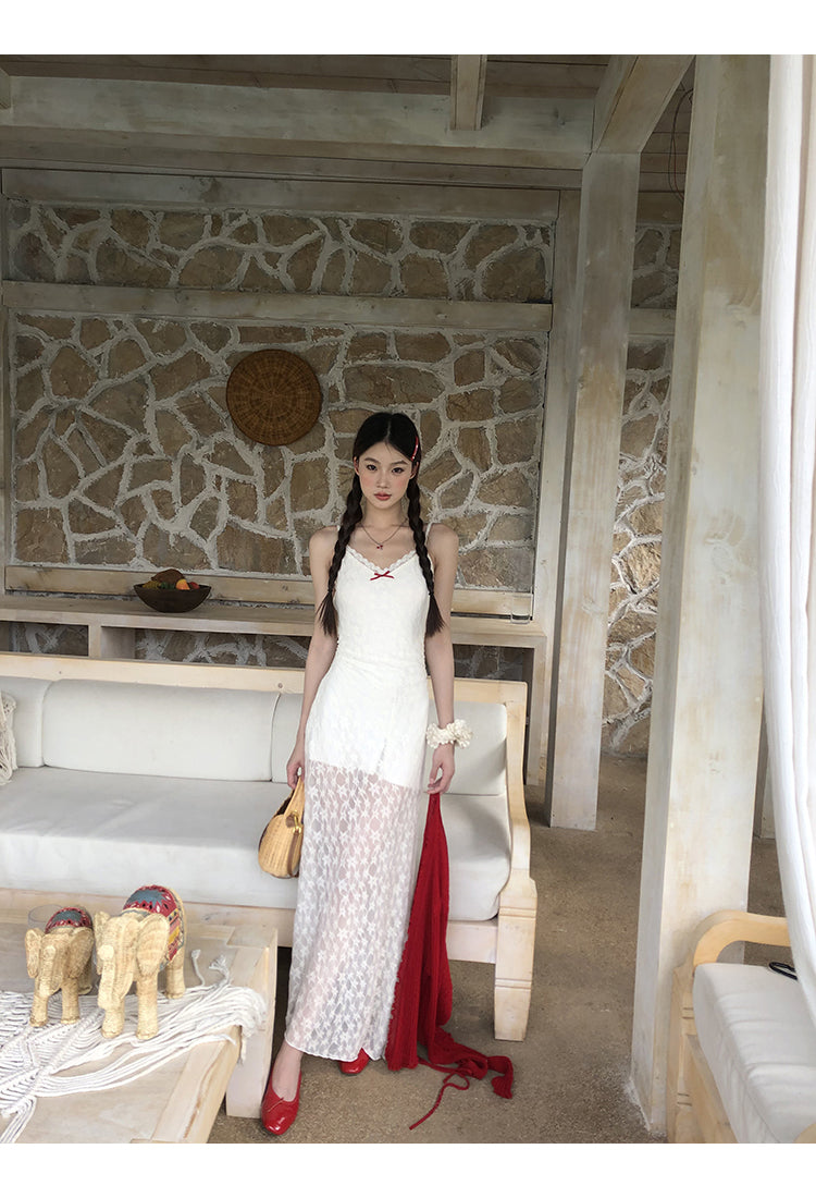White Red Bow Dress