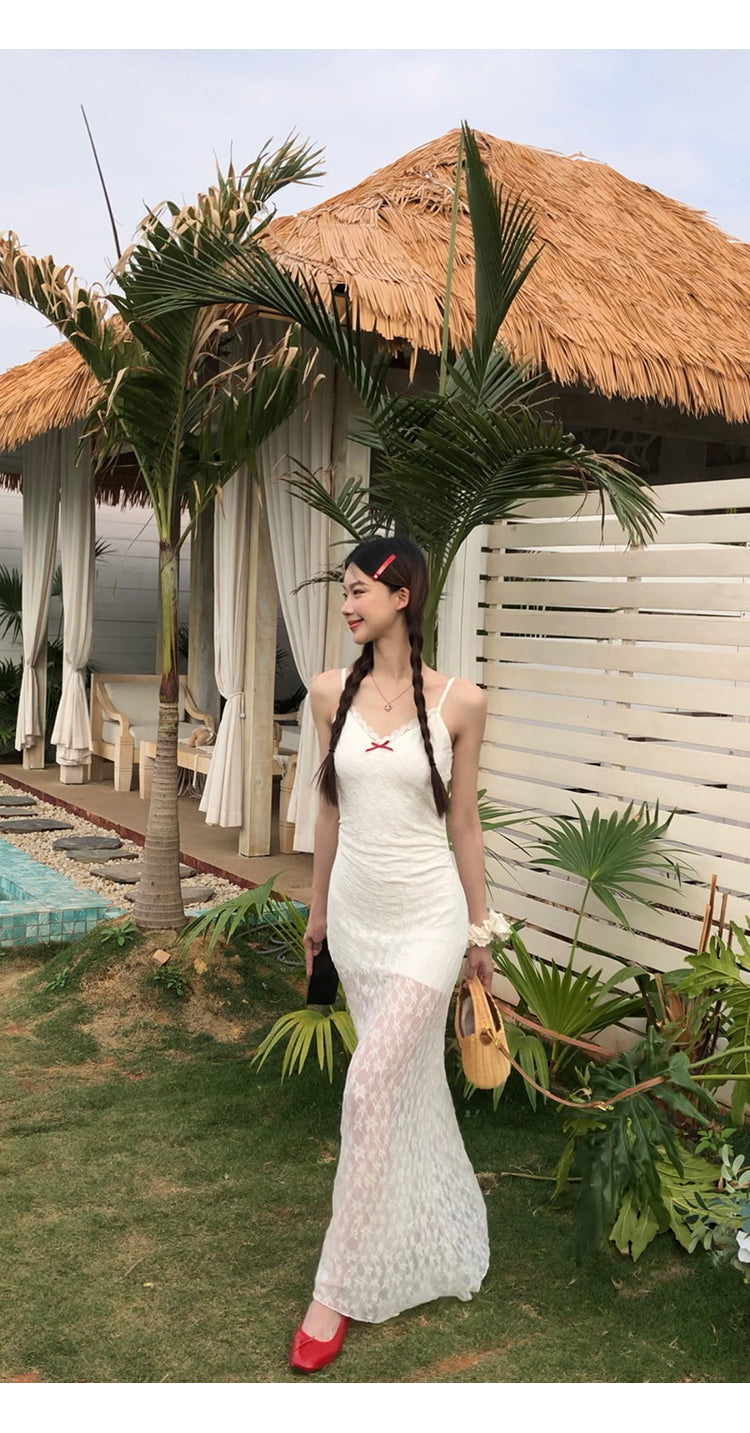 White Red Bow Dress