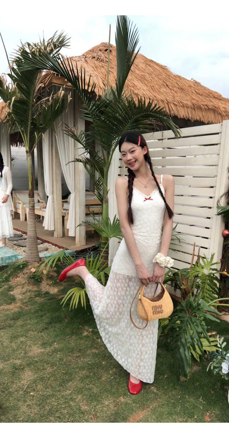 White Red Bow Dress