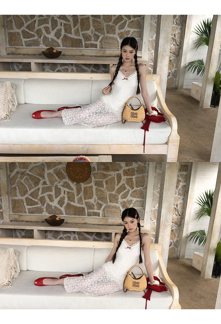 White Red Bow Dress