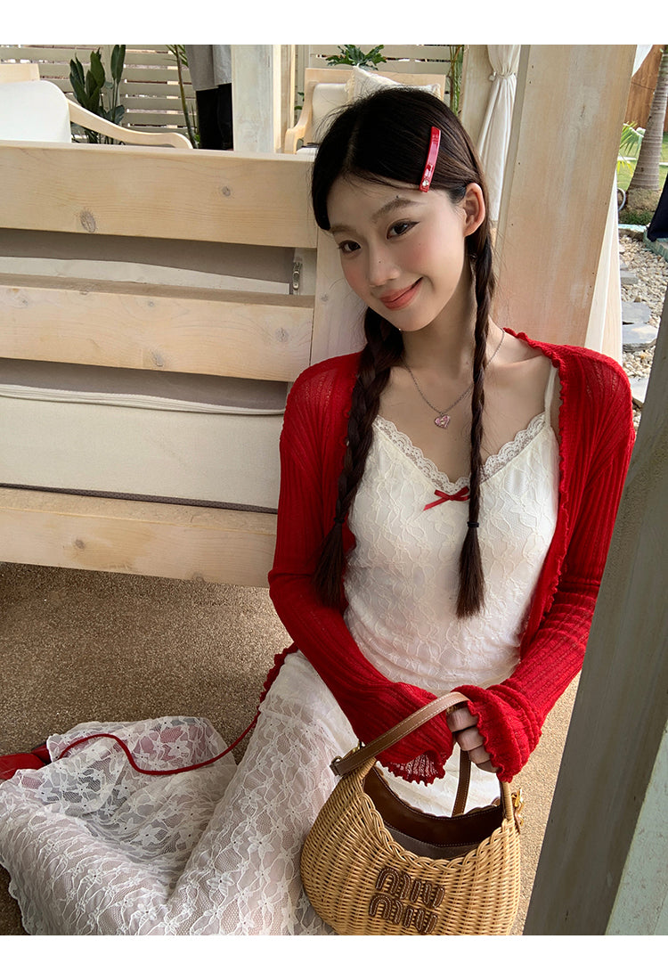 White Red Bow Dress