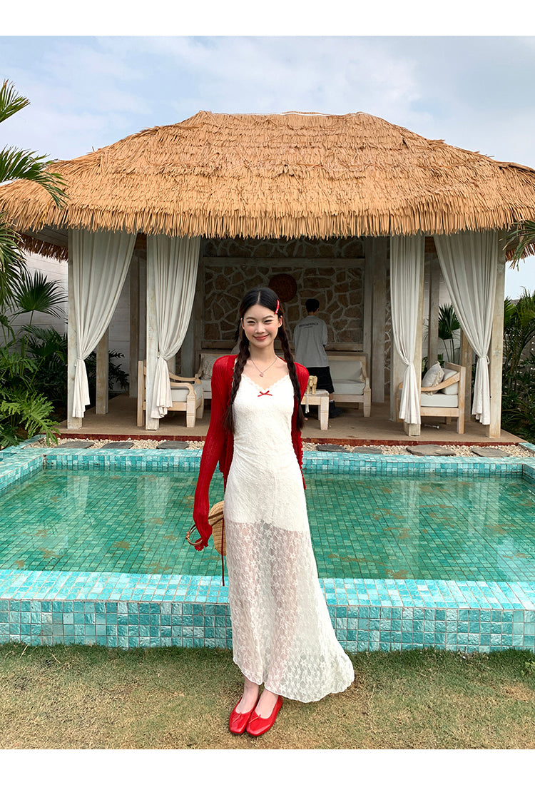 White Red Bow Dress