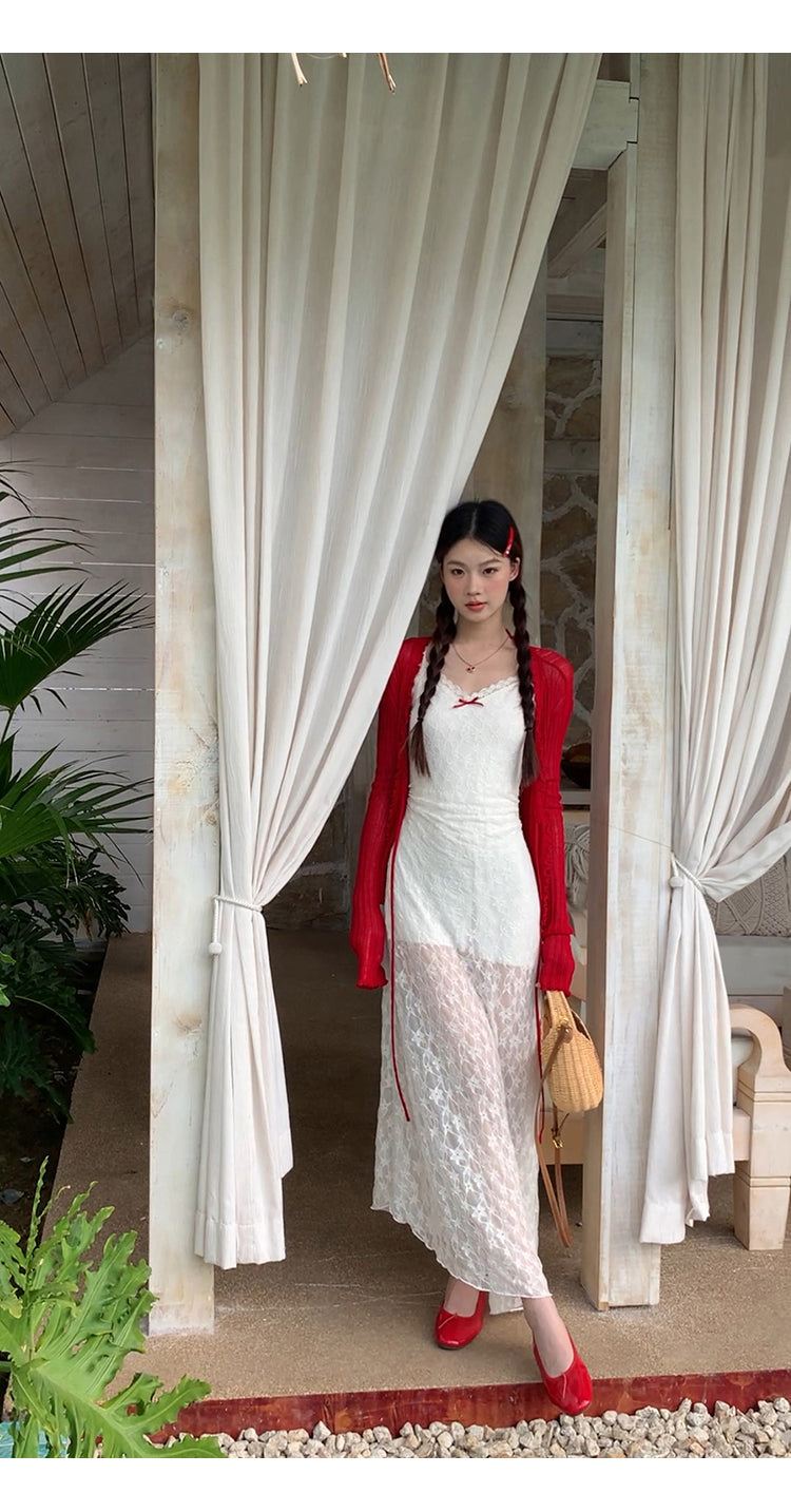 White Red Bow Dress