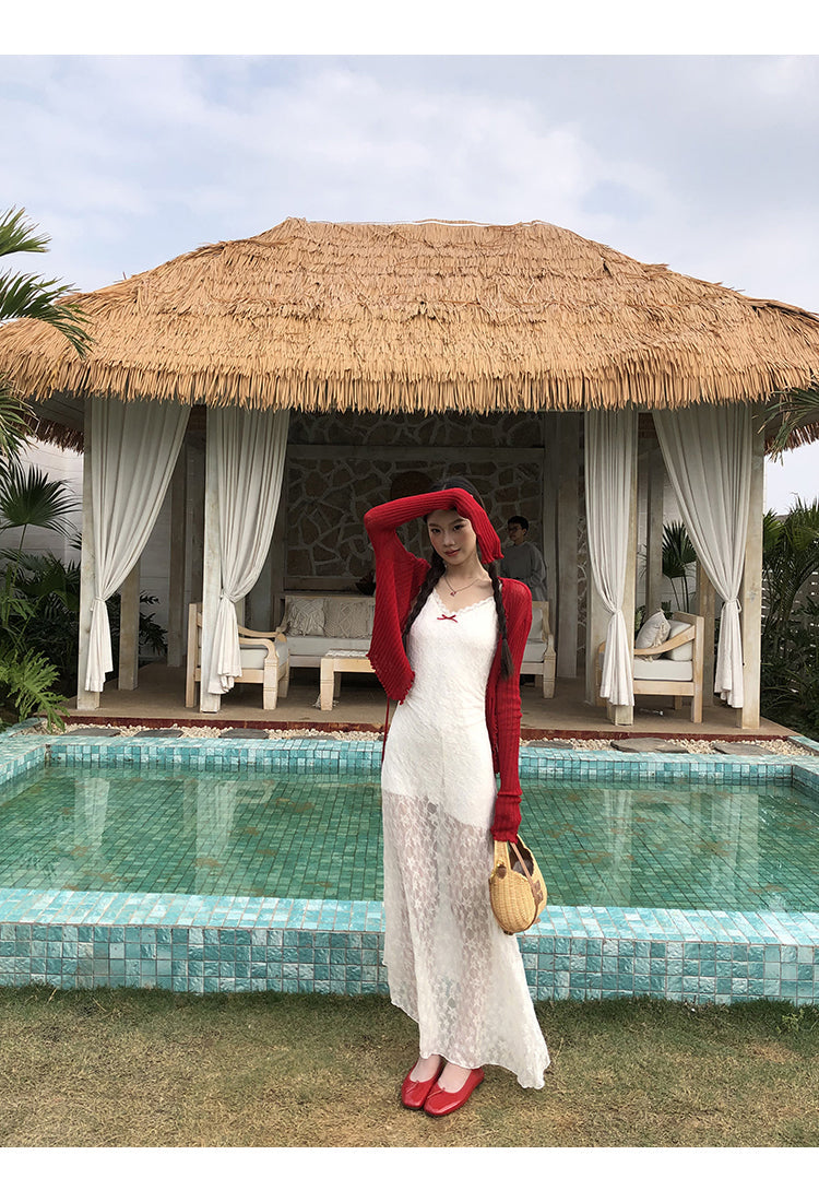 White Red Bow Dress