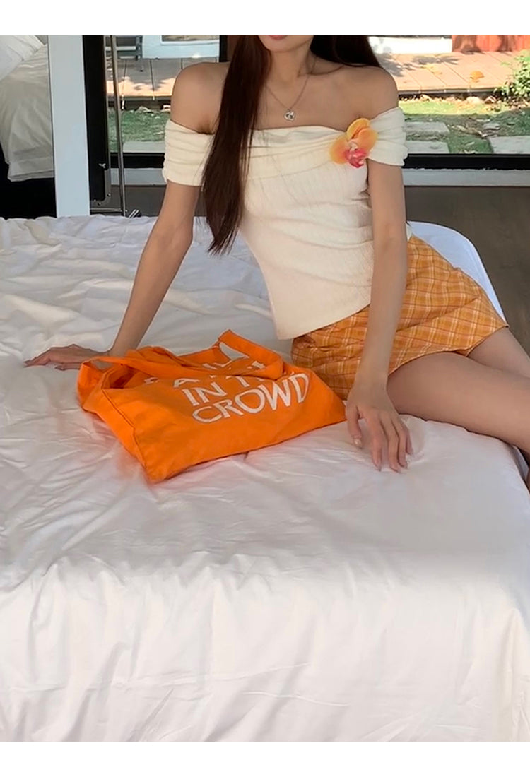 Orange Plaid Skirt