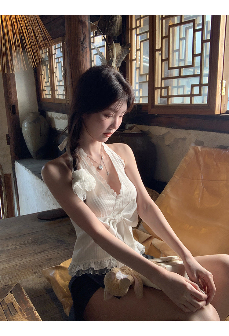 White French Halter Top