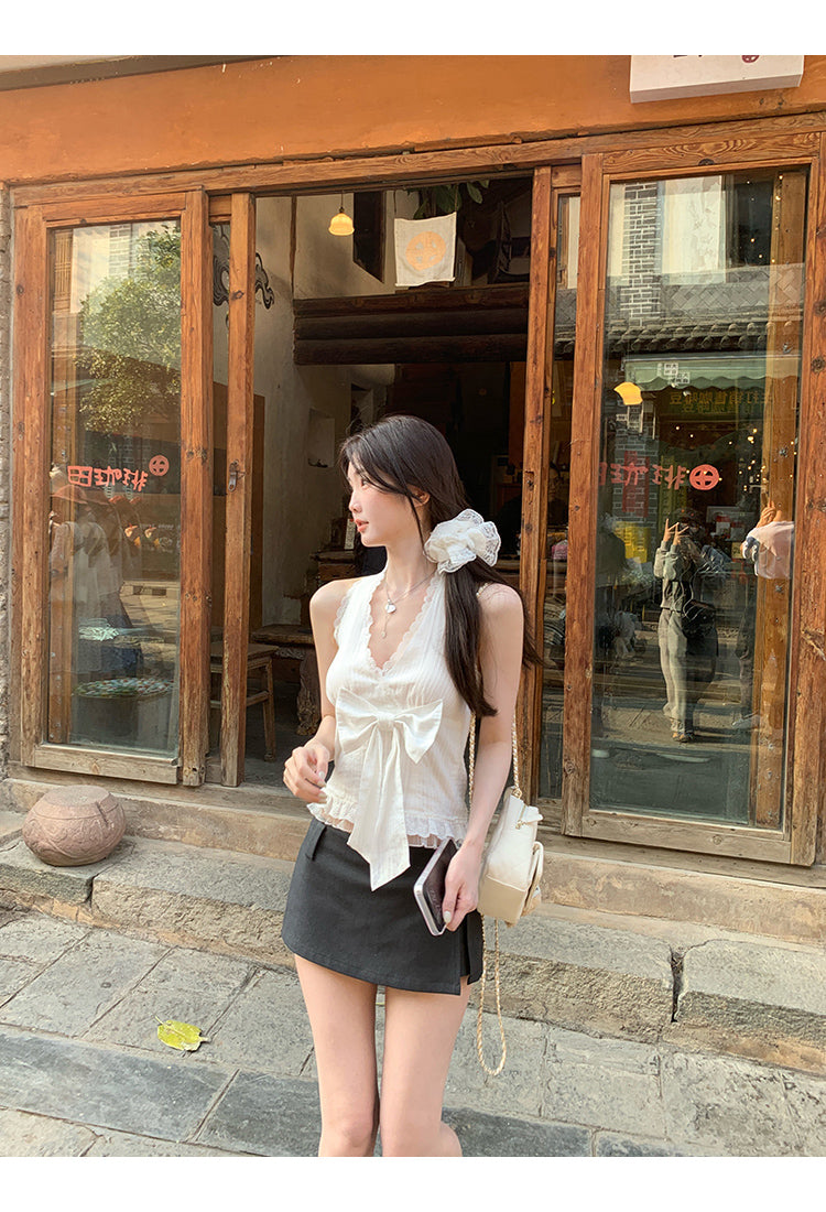 White French Halter Top