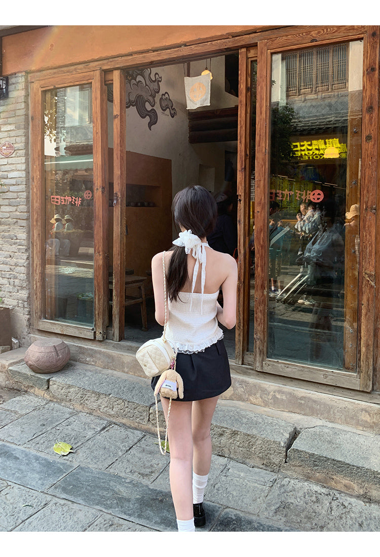 White French Halter Top