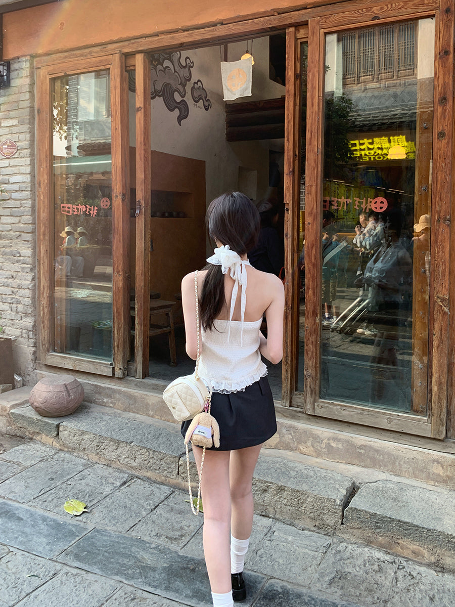 White French Halter Top