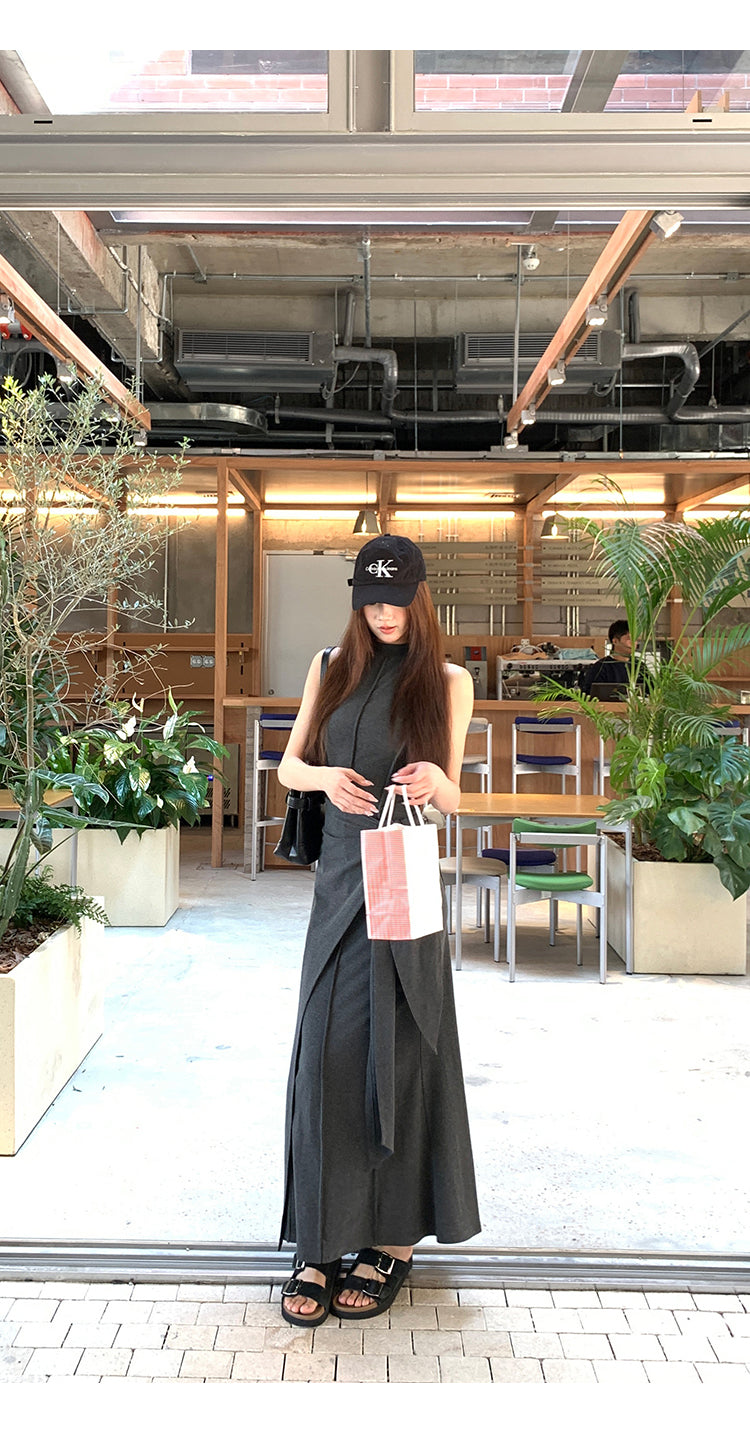 Hip Wrap Long High Neck Dress