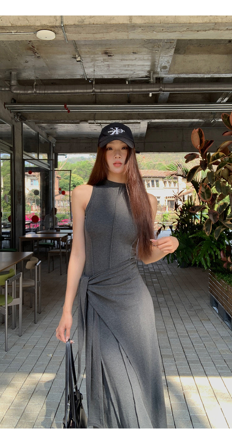 Hip Wrap Long High Neck Dress