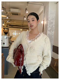 Retro Lace Trim Long Sleeve Top
