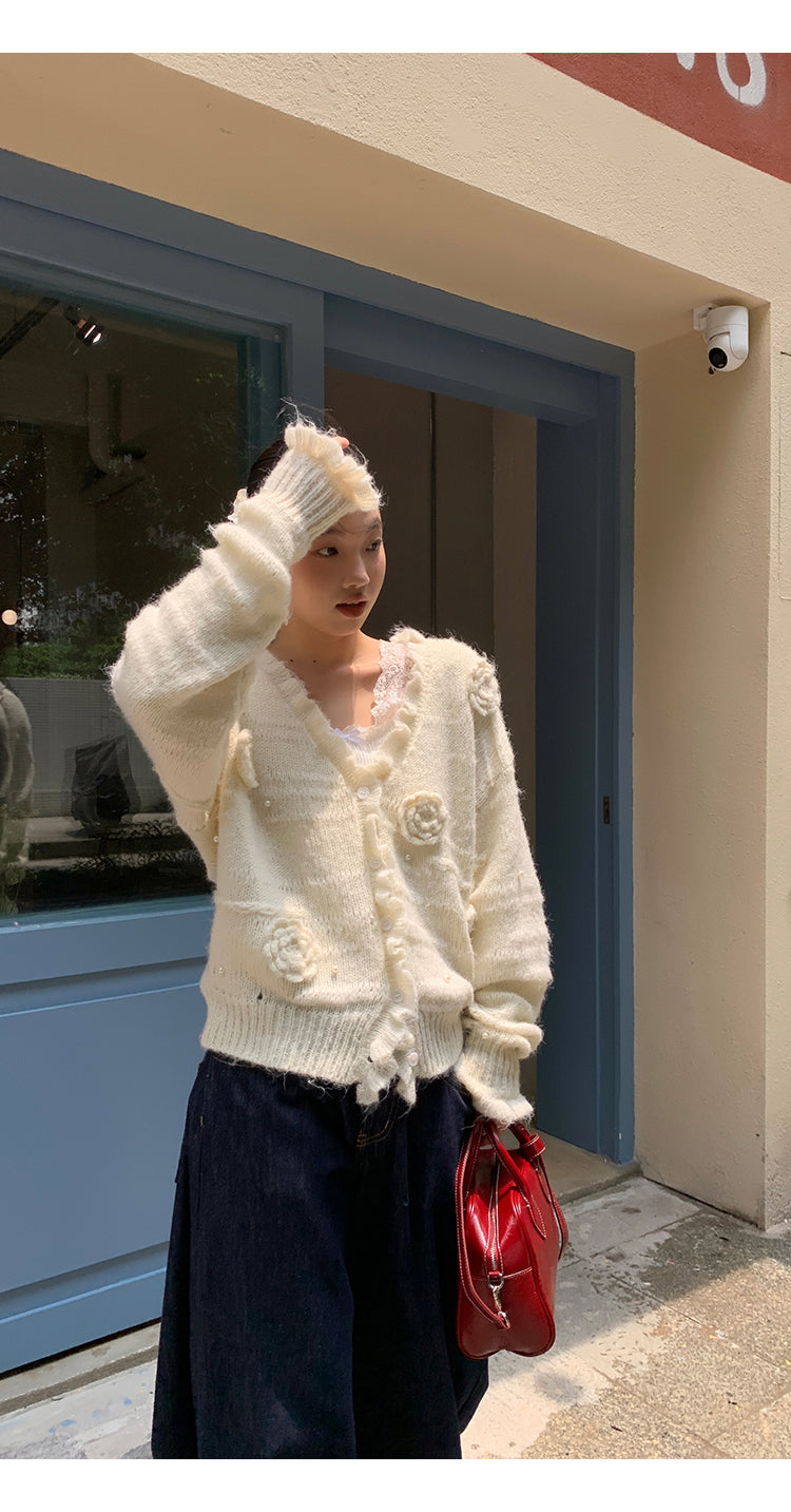 Retro Lace Trim Long Sleeve Top