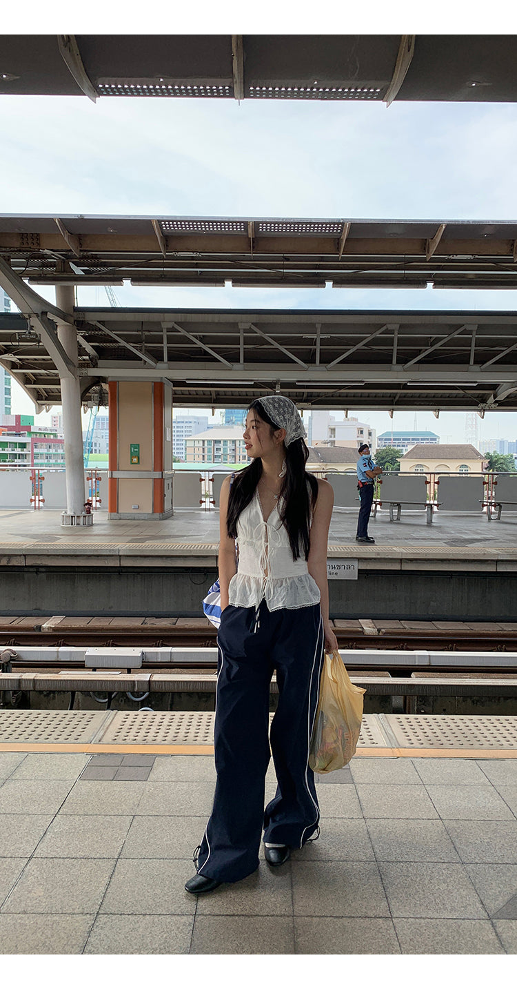 White Lace Tie Top
