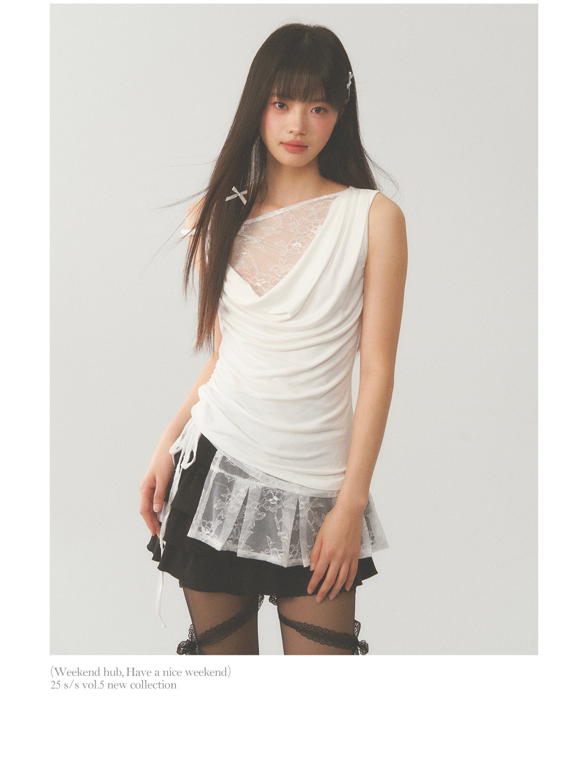 Asymmetric Lace Cut Drape Top