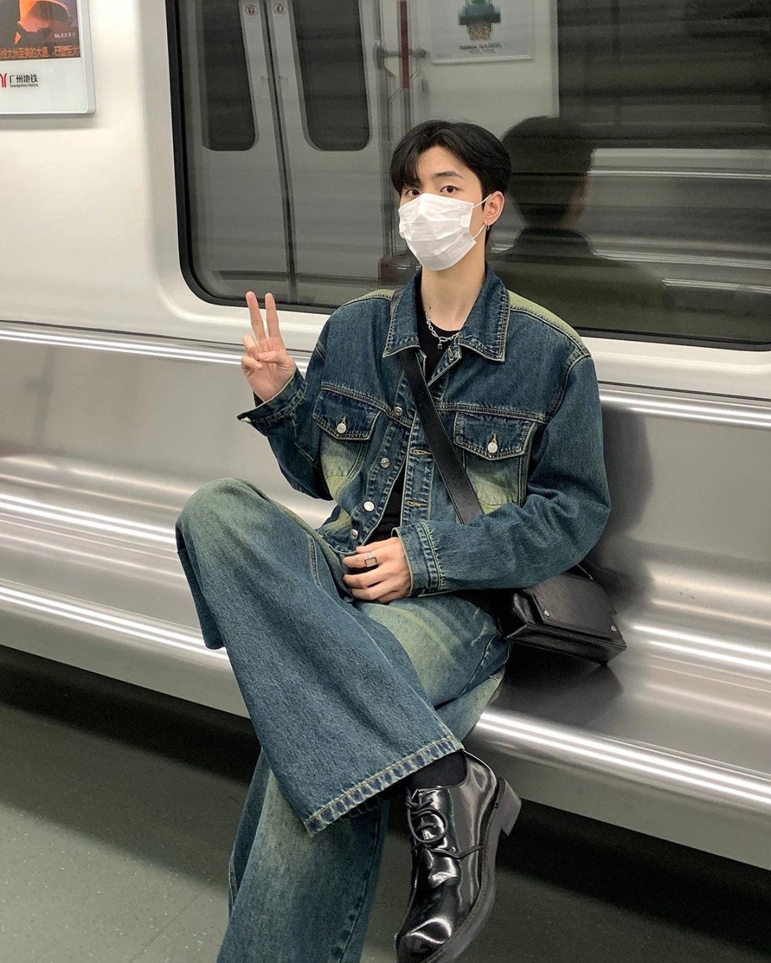 Retro Short Denim Jacket & Wide Denim Pants