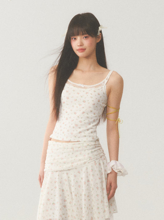 Floral Lace Trim Accent Top