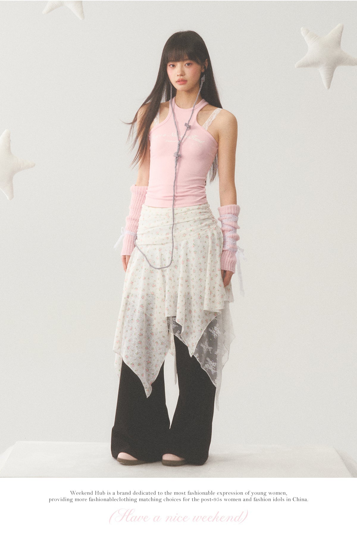 White Lace Accent Strap Pink Top