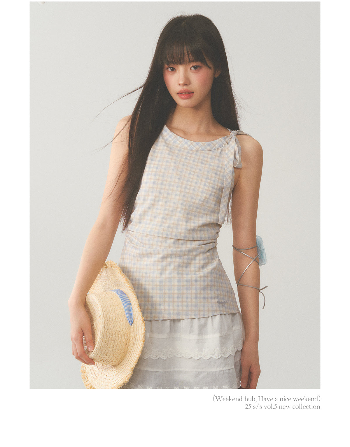Plaid Layered White Trim Dress
