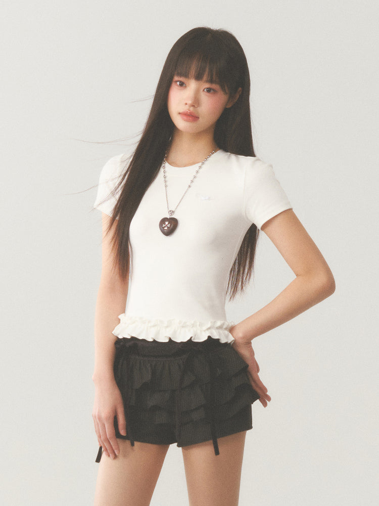 White Ruffle Crop Top