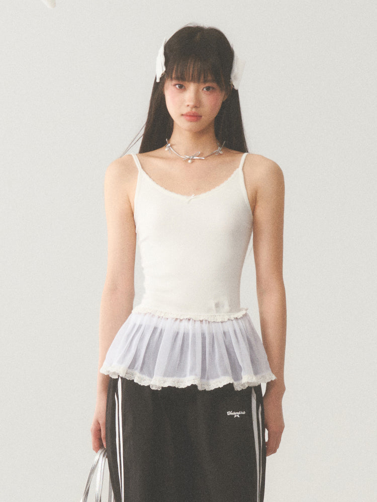 White Lace Hip Vest Top
