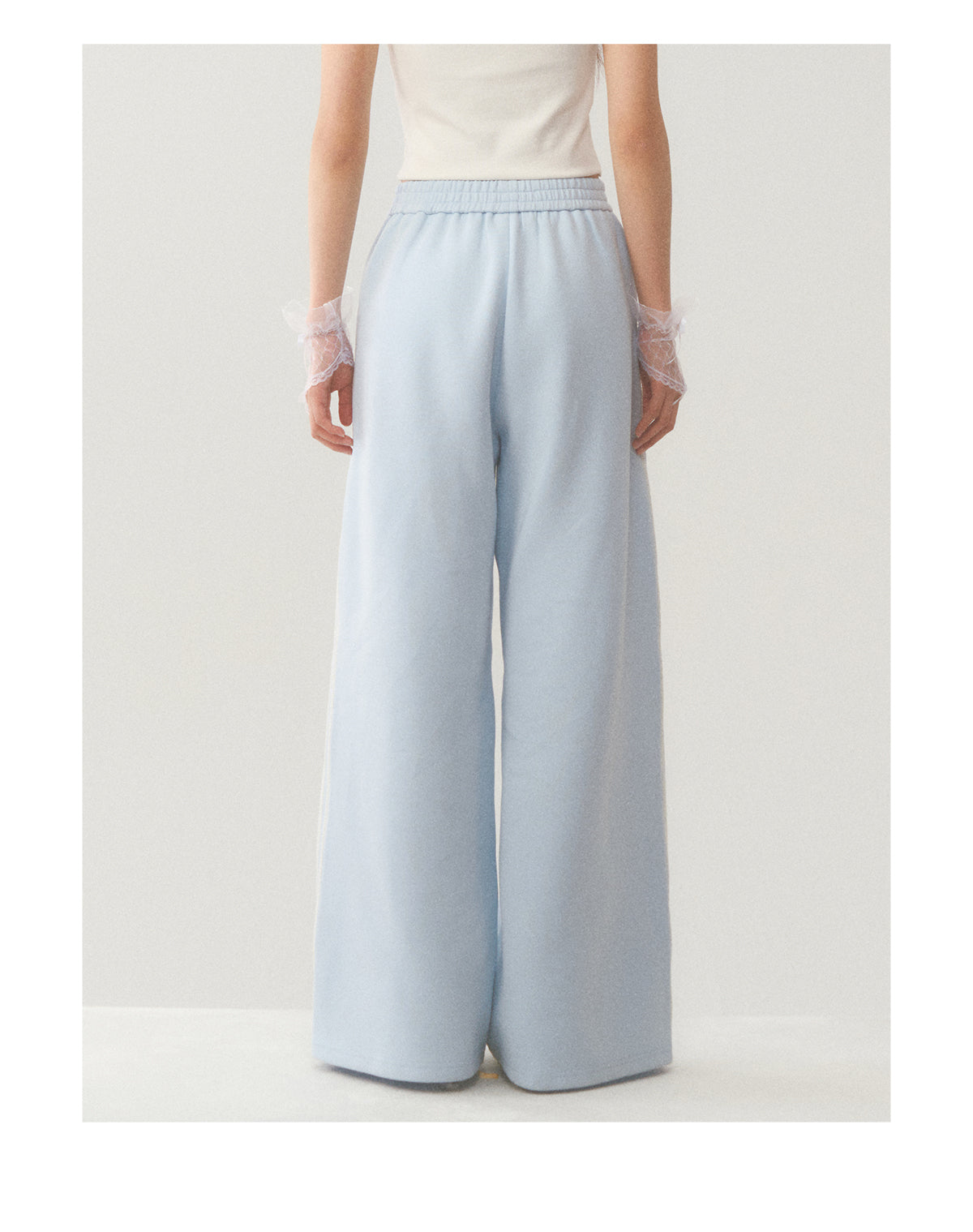 Light Blue White Lace Trim Pants