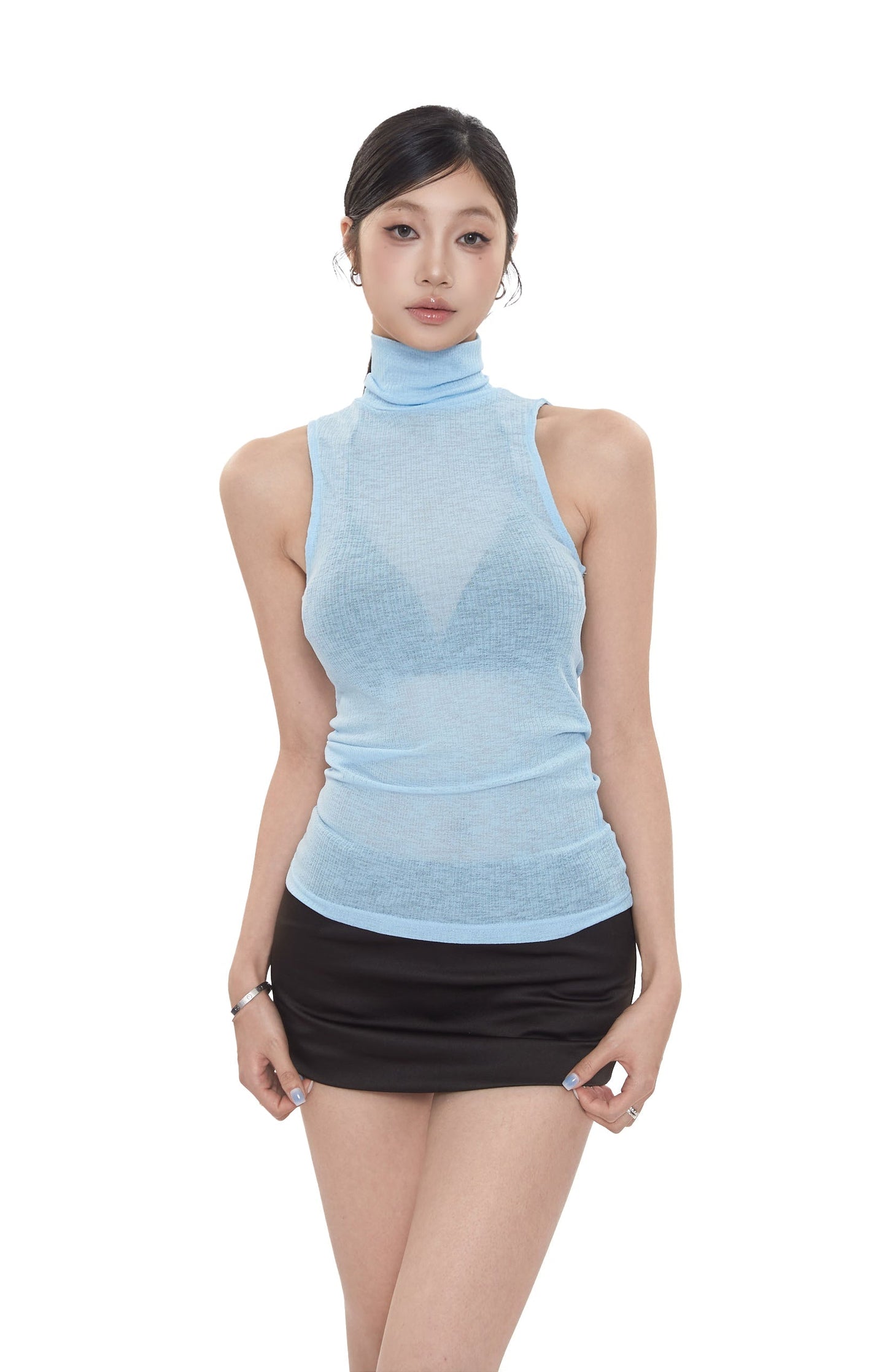 See Through High Neck Top