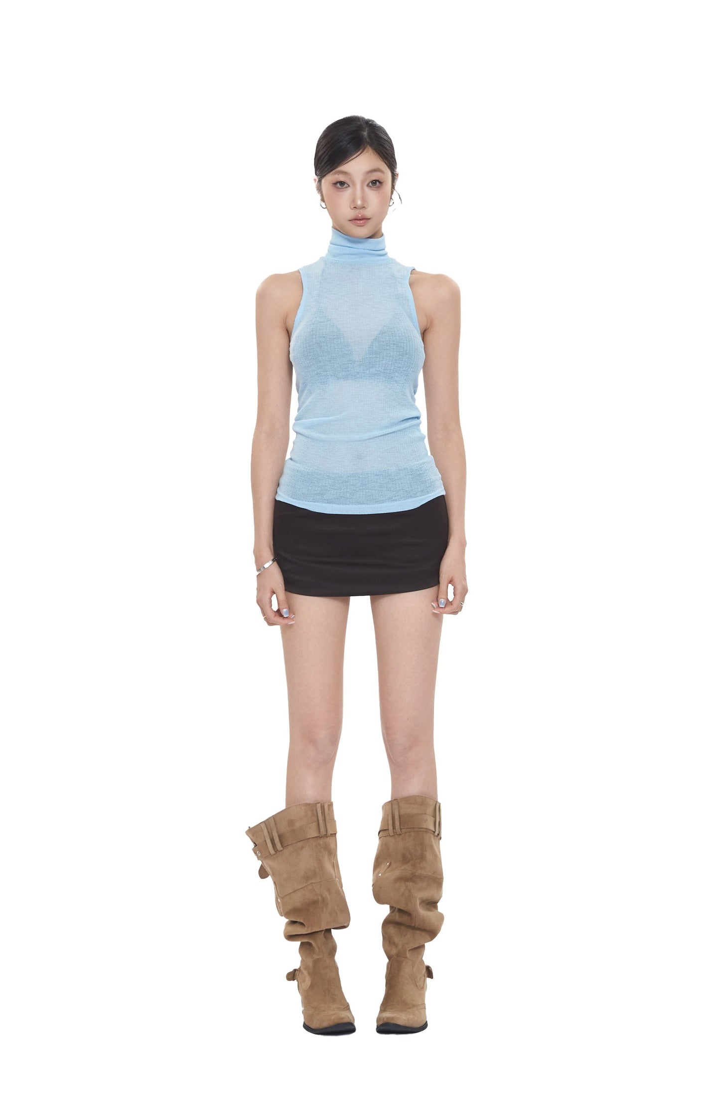 See Through High Neck Top