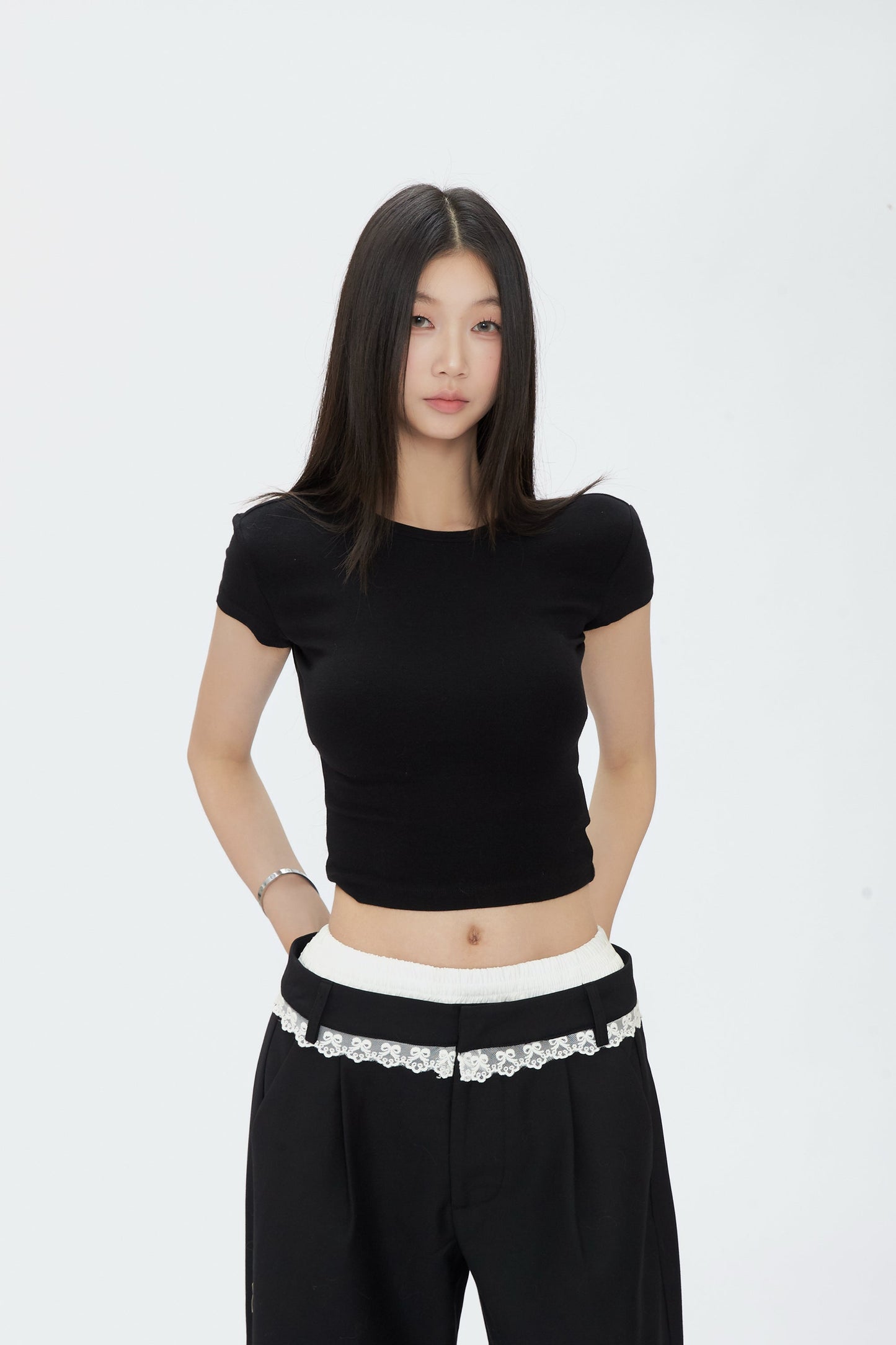 Wide Leg Lace Trim Pants