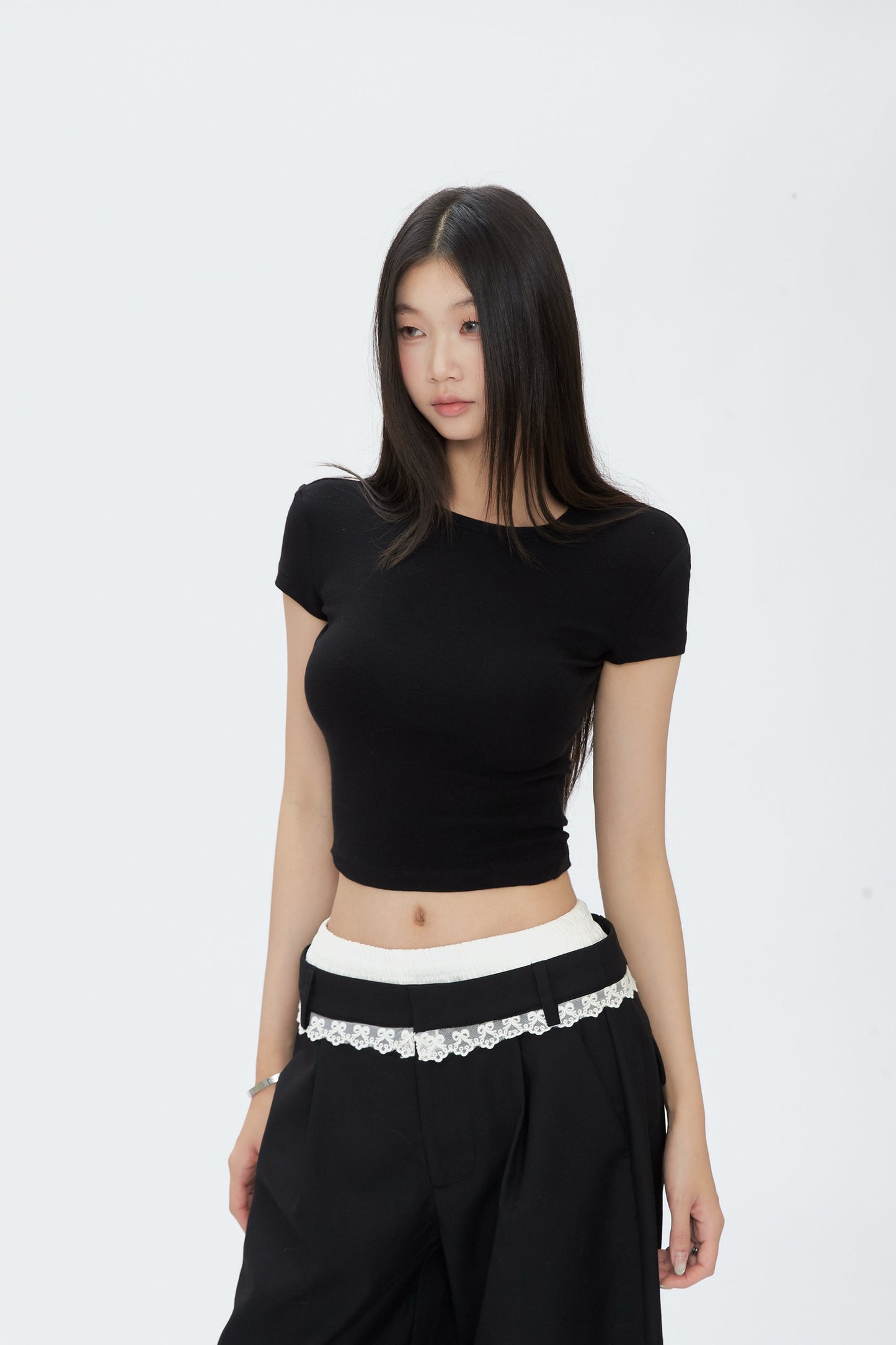 Wide Leg Lace Trim Pants