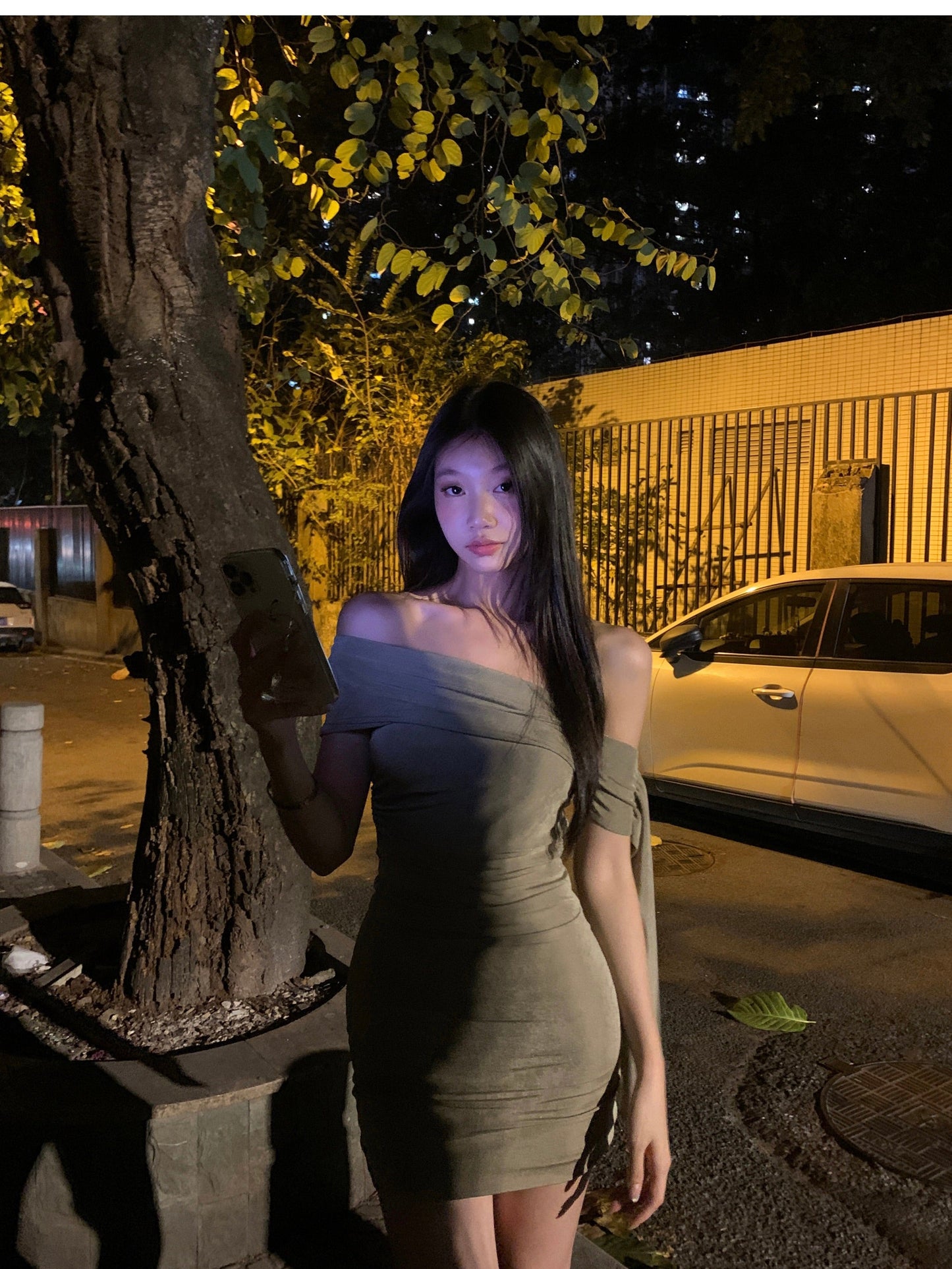 Arm Strap Shoulder Dress