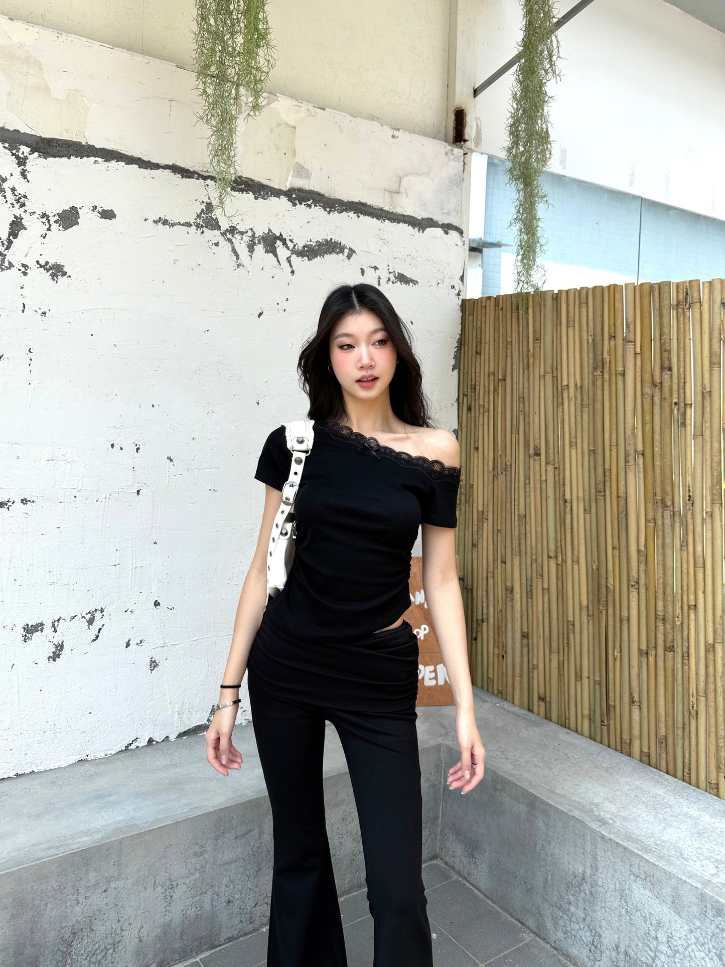 Off Shoulder Lace Trim Top