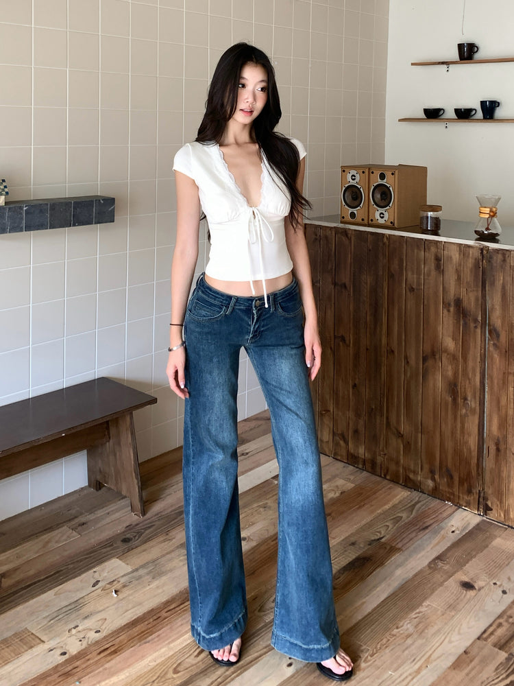 White Bow V-Neck Top