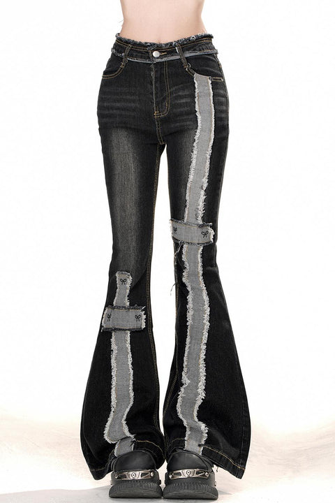 A-Line Denim Flared Pants