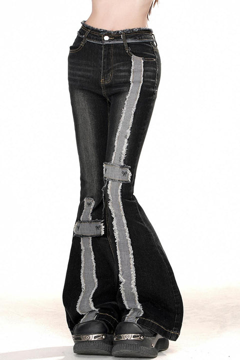 A-Line Denim Flared Pants