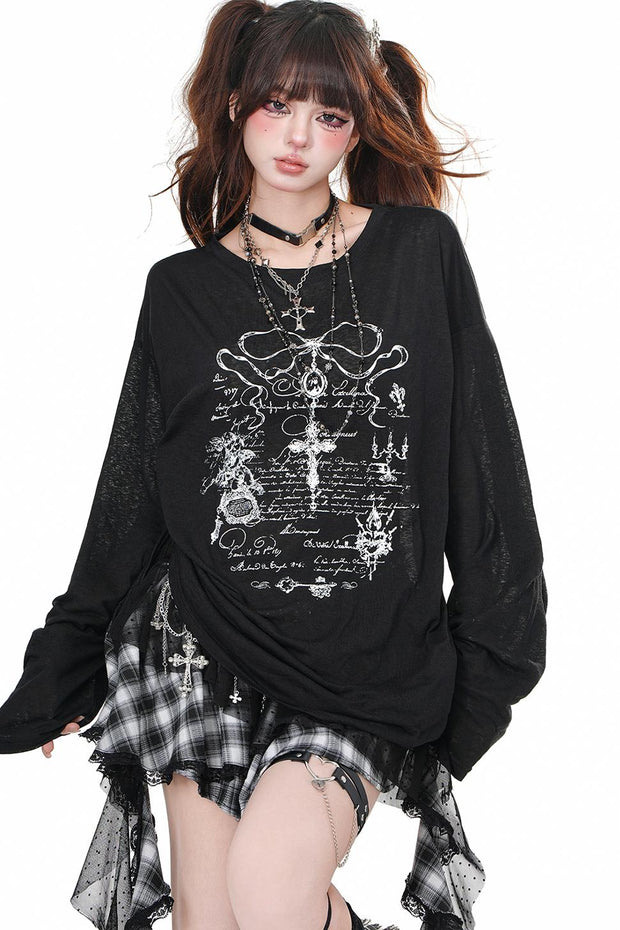 Nightmare Sheer Long Sleeve Top