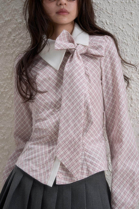 Asymmetry Ribbon Shirt - My Store