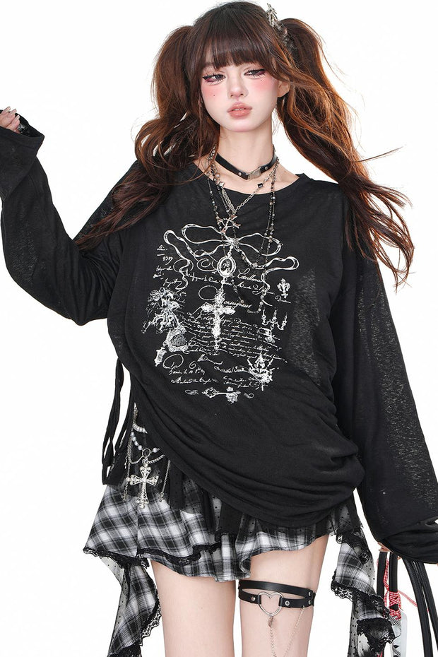 Nightmare Sheer Long Sleeve Top