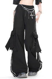 Wide Leg Bow Track Pants